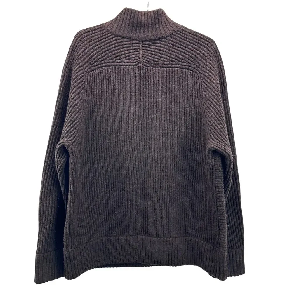 Banana Republic Nino Mock Neck Sweater Brown Wool XL Fisherman